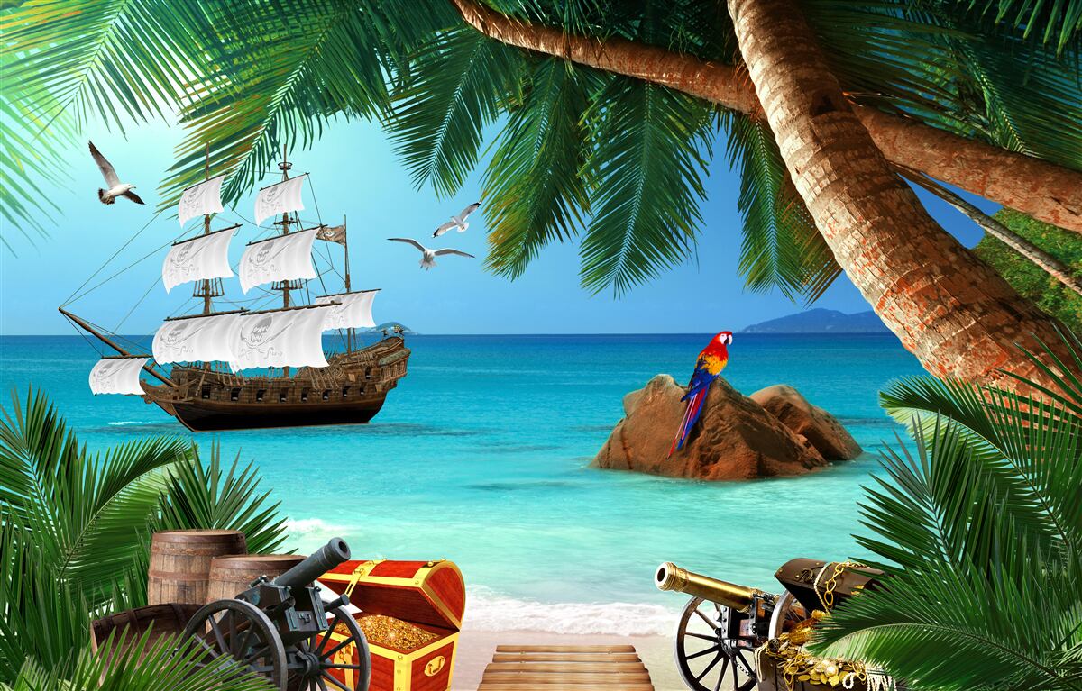 Fototapet vedere a navei din fortificația pirat