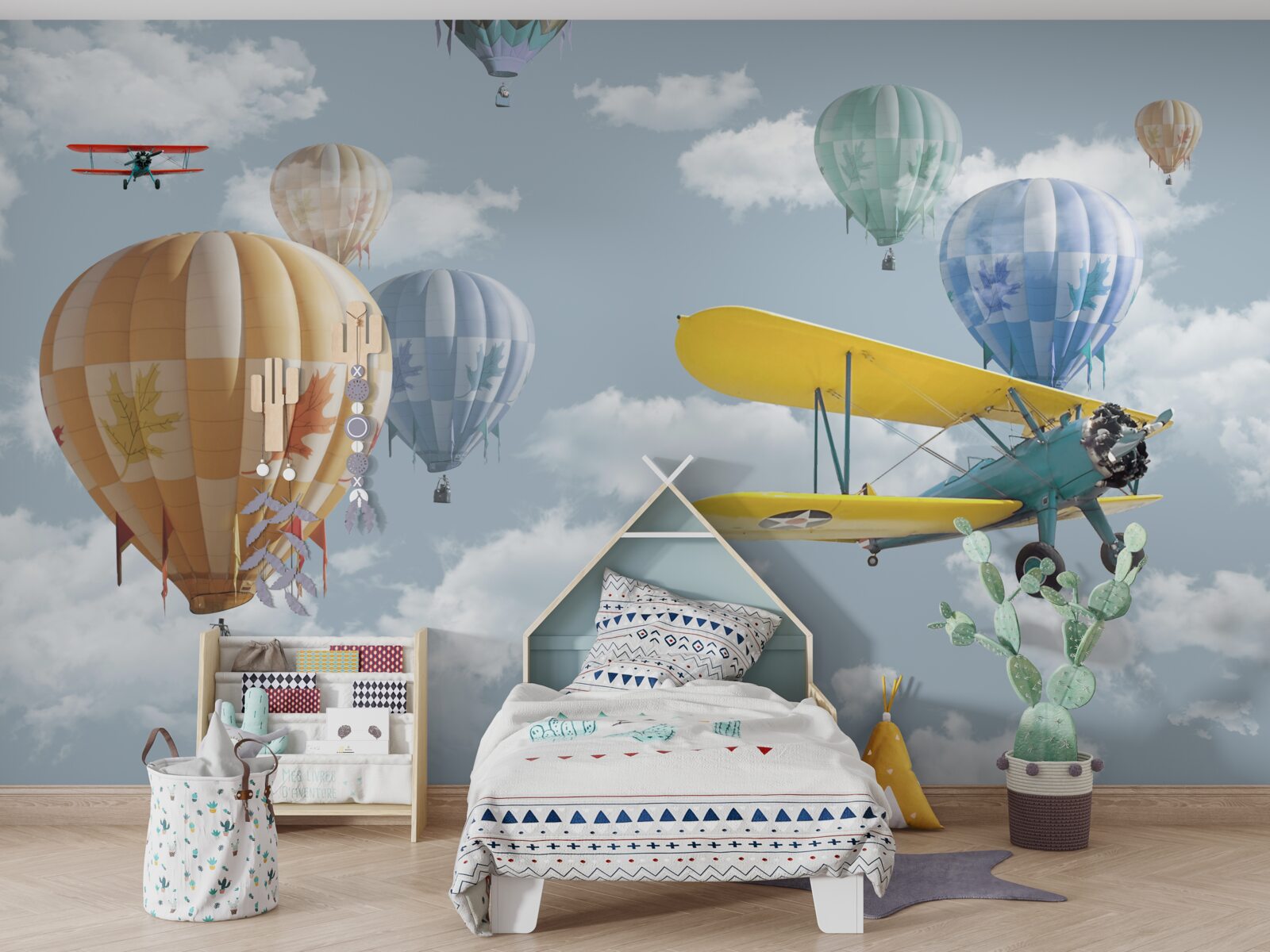 Fototapet baloane și avioane în aer