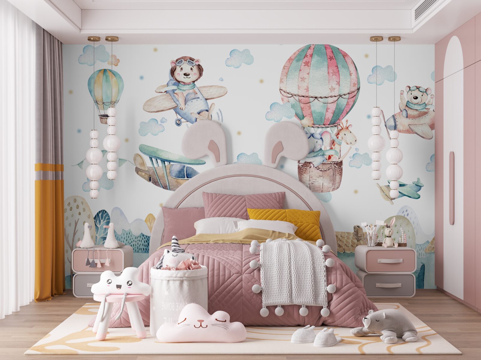 Fototapet un oraș în care animalele zboară