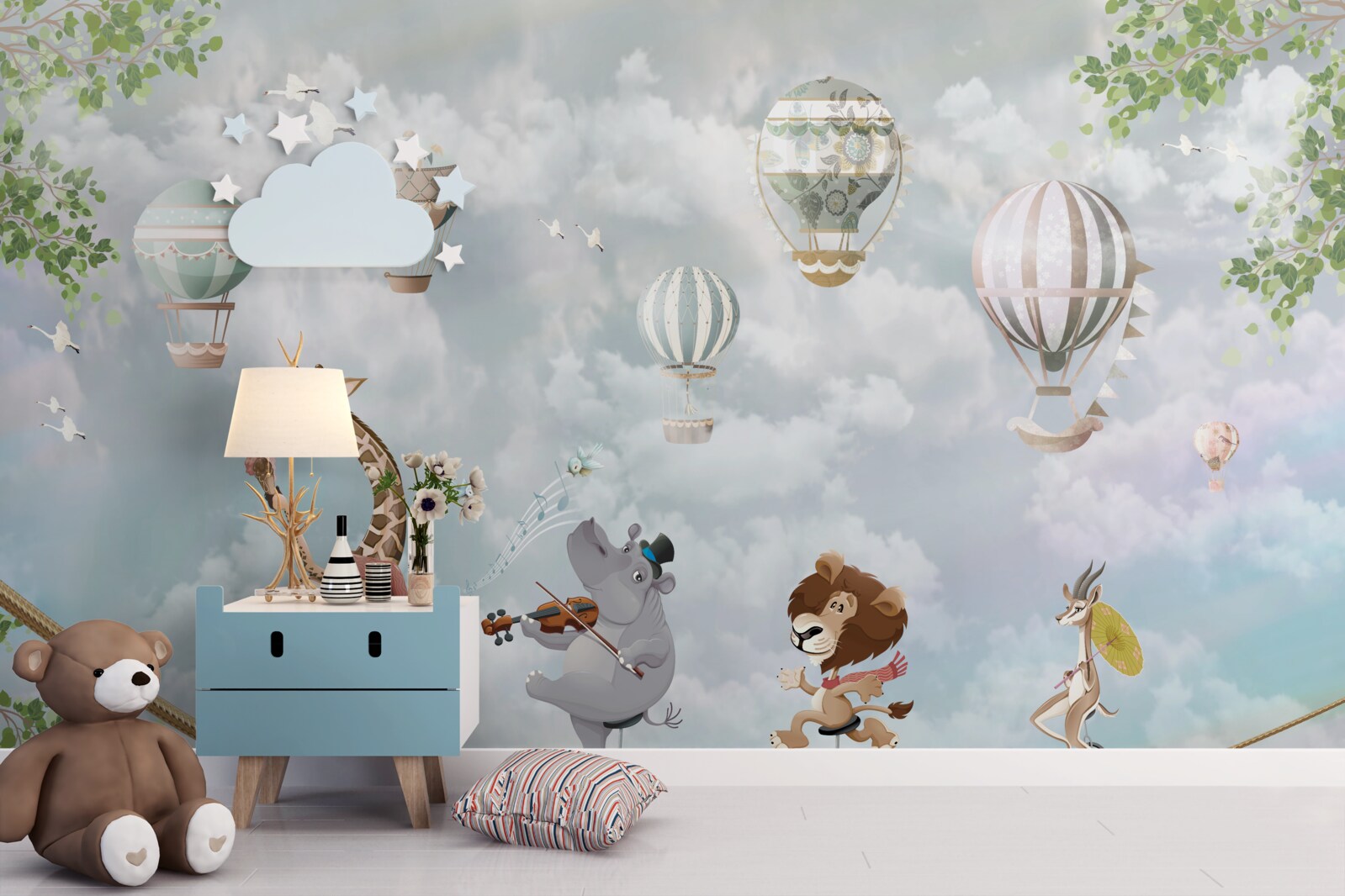 Fototapet animale în echilibru pe o frânghie pe o bicicletă cu două roți