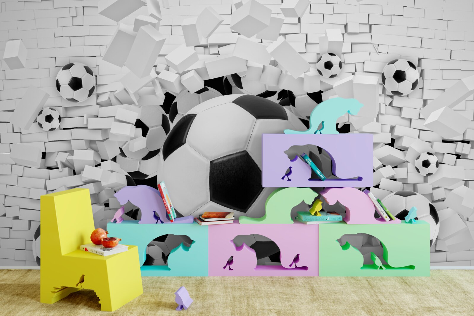 Fototapet număr mare de mingi de fotbal