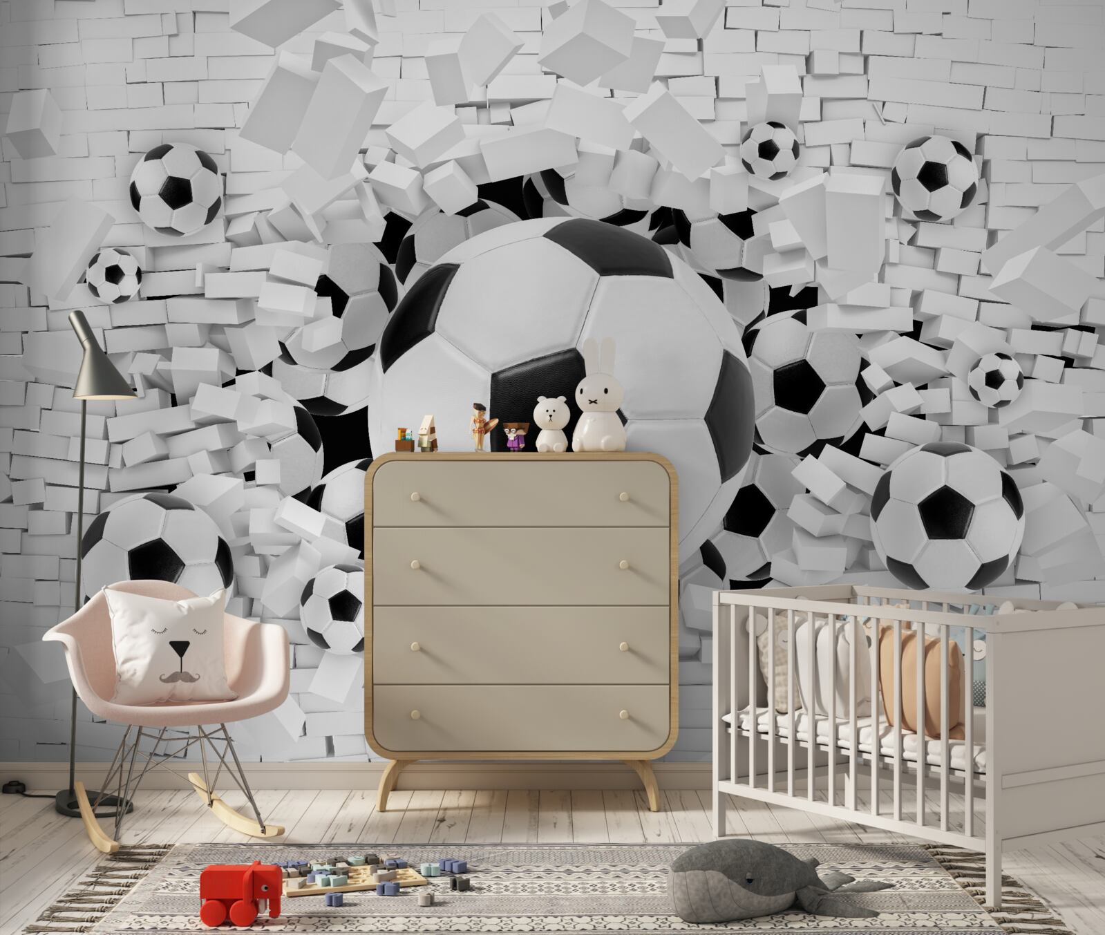 Fototapet număr mare de mingi de fotbal