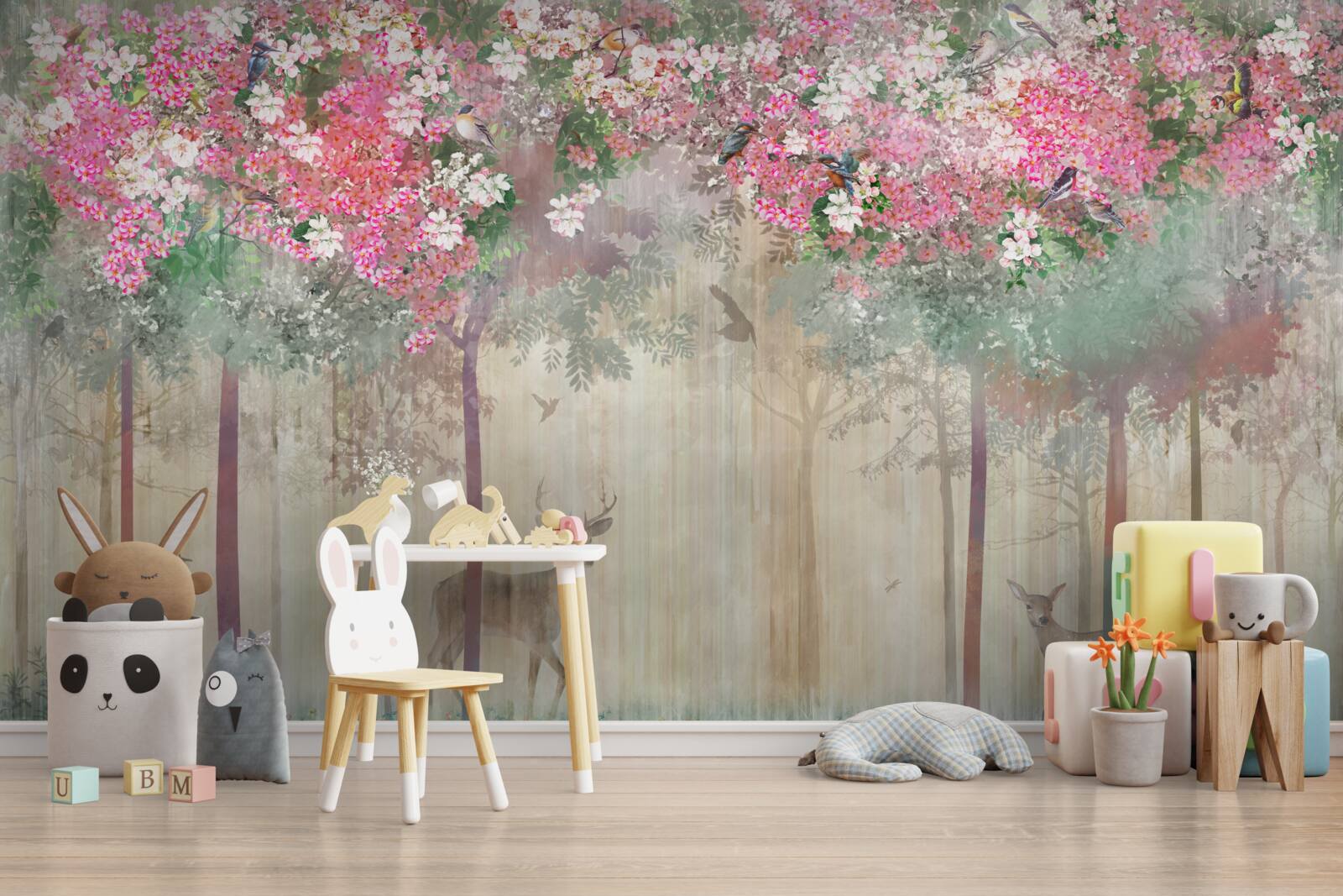 Fototapet o grădină în care strălucesc căprioarele