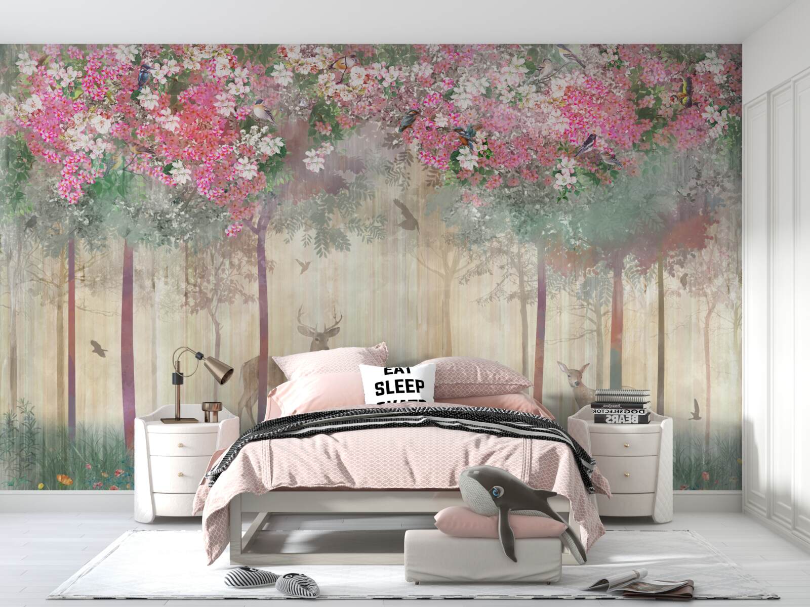 Fototapet o grădină în care strălucesc căprioarele