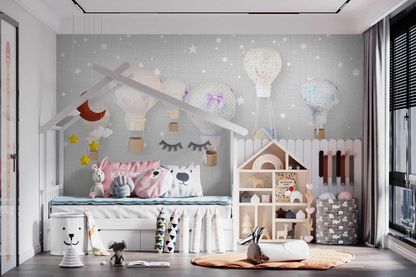 Fototapet ursuleț de pluș moale într-un balon