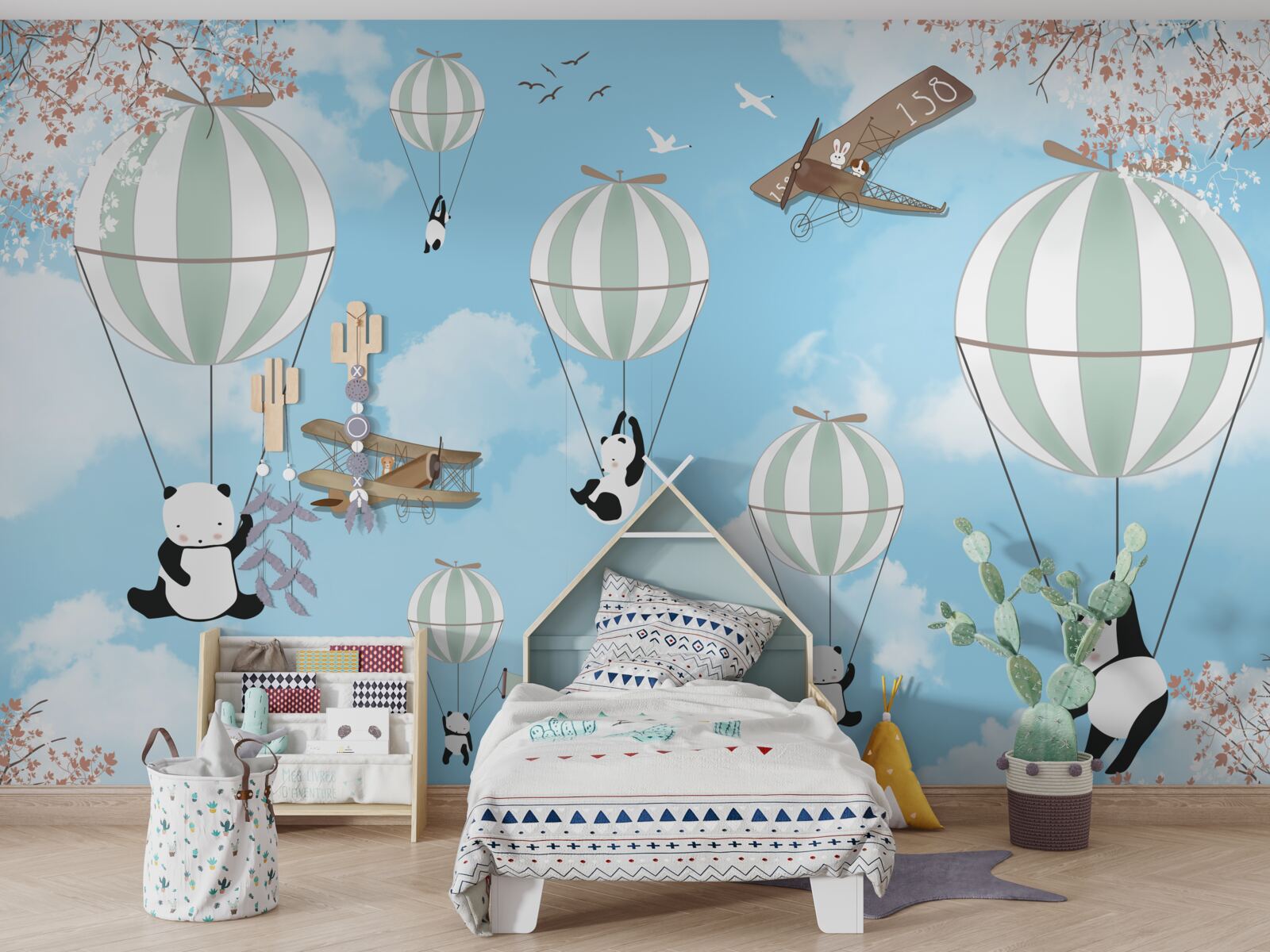 Fototapet pandasilor le place să se joace cu baloane