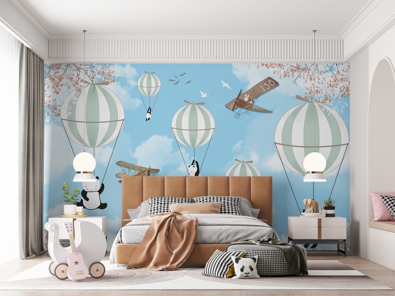 Fototapet pandasilor le place să se joace cu baloane