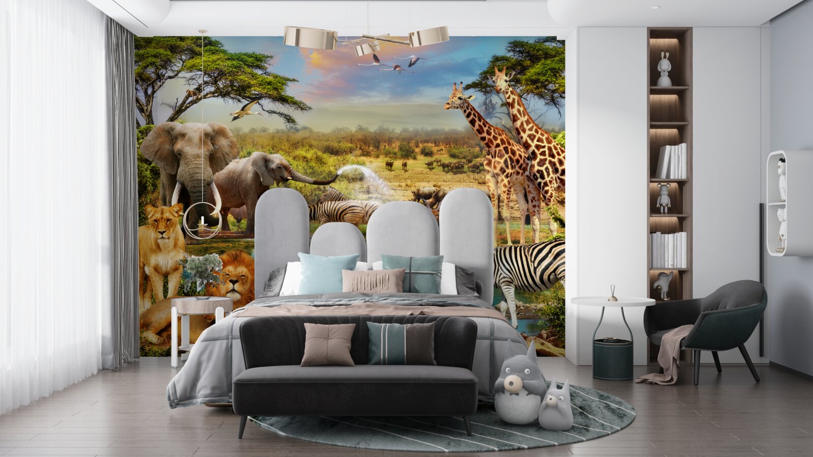 Fototapet o gaură de apă cu animale africane