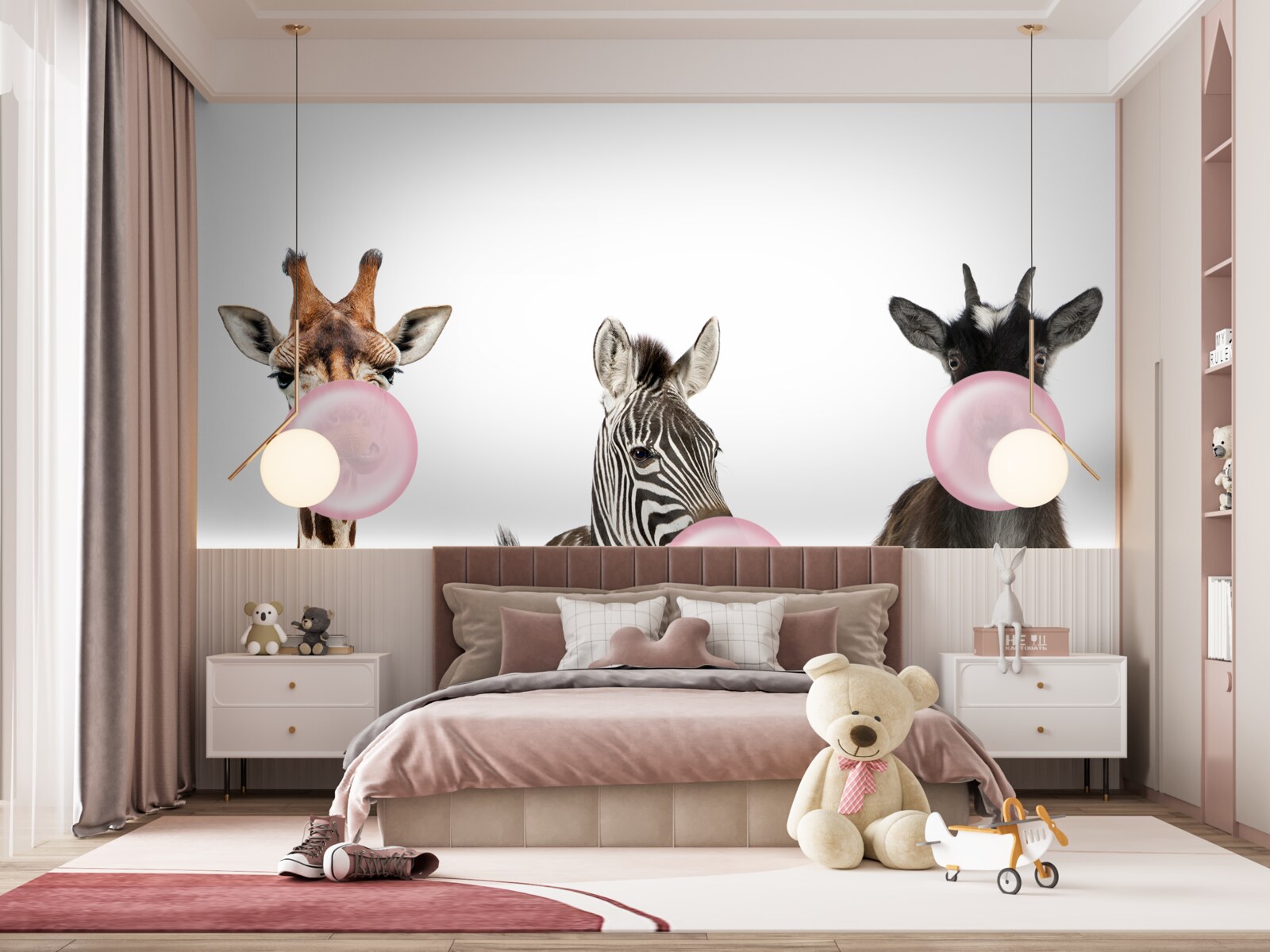 Fototapet creaturile creează o bulă folosind gumă de mestecat