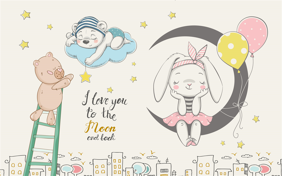 Fototapet animale peste oraș în întunericul nopții