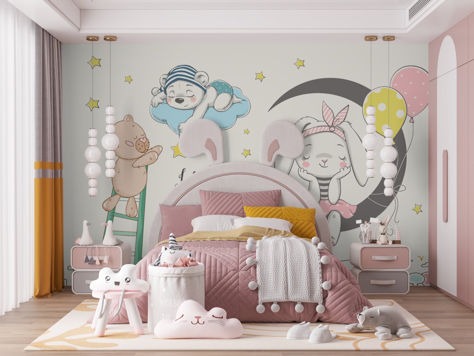 Fototapet animale peste oraș în întunericul nopții