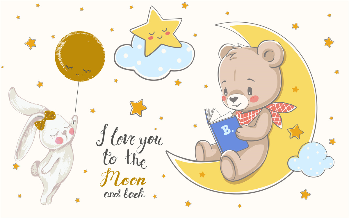 Fototapet ursulețul îi citește povești iepurelui