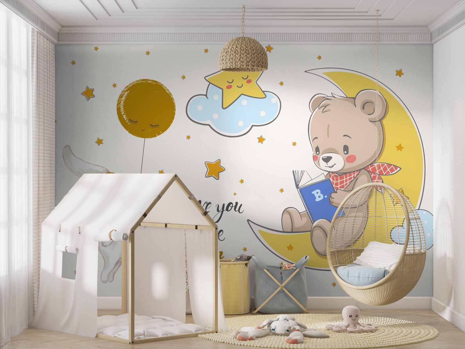 Fototapet ursulețul îi citește povești iepurelui