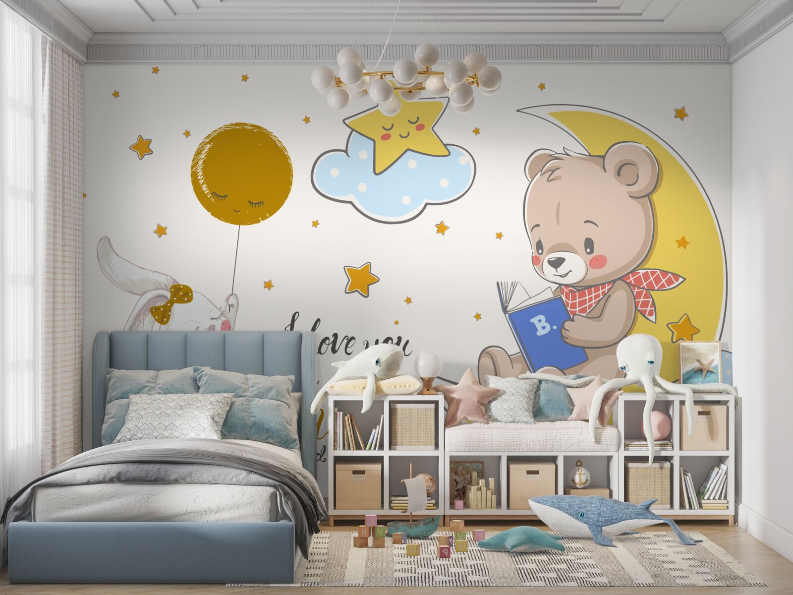 Fototapet ursulețul îi citește povești iepurelui