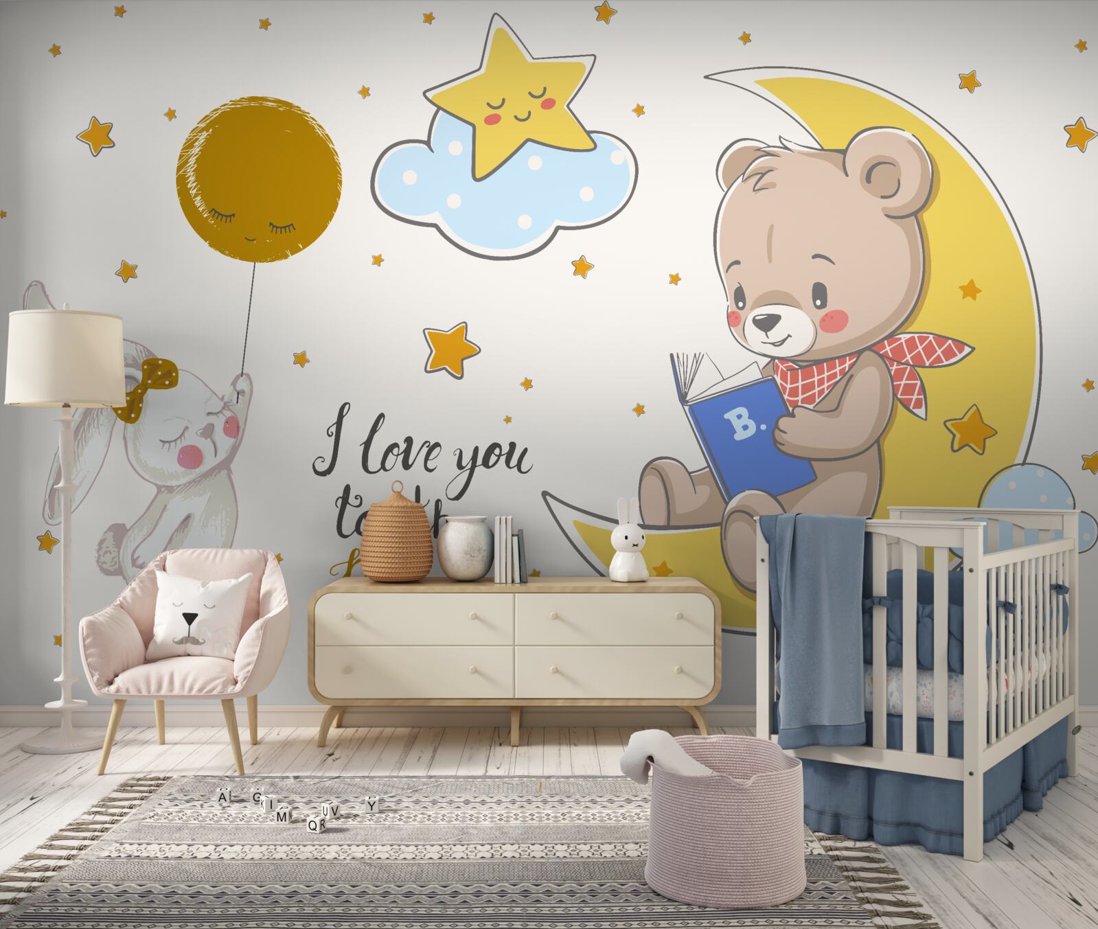 Fototapet ursulețul îi citește povești iepurelui