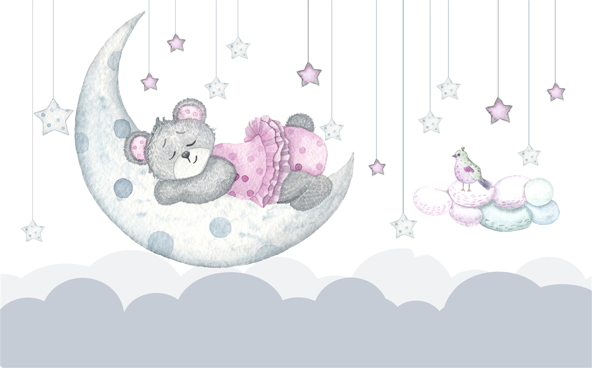 Fototapet urs adorabil pe satelitul pământului