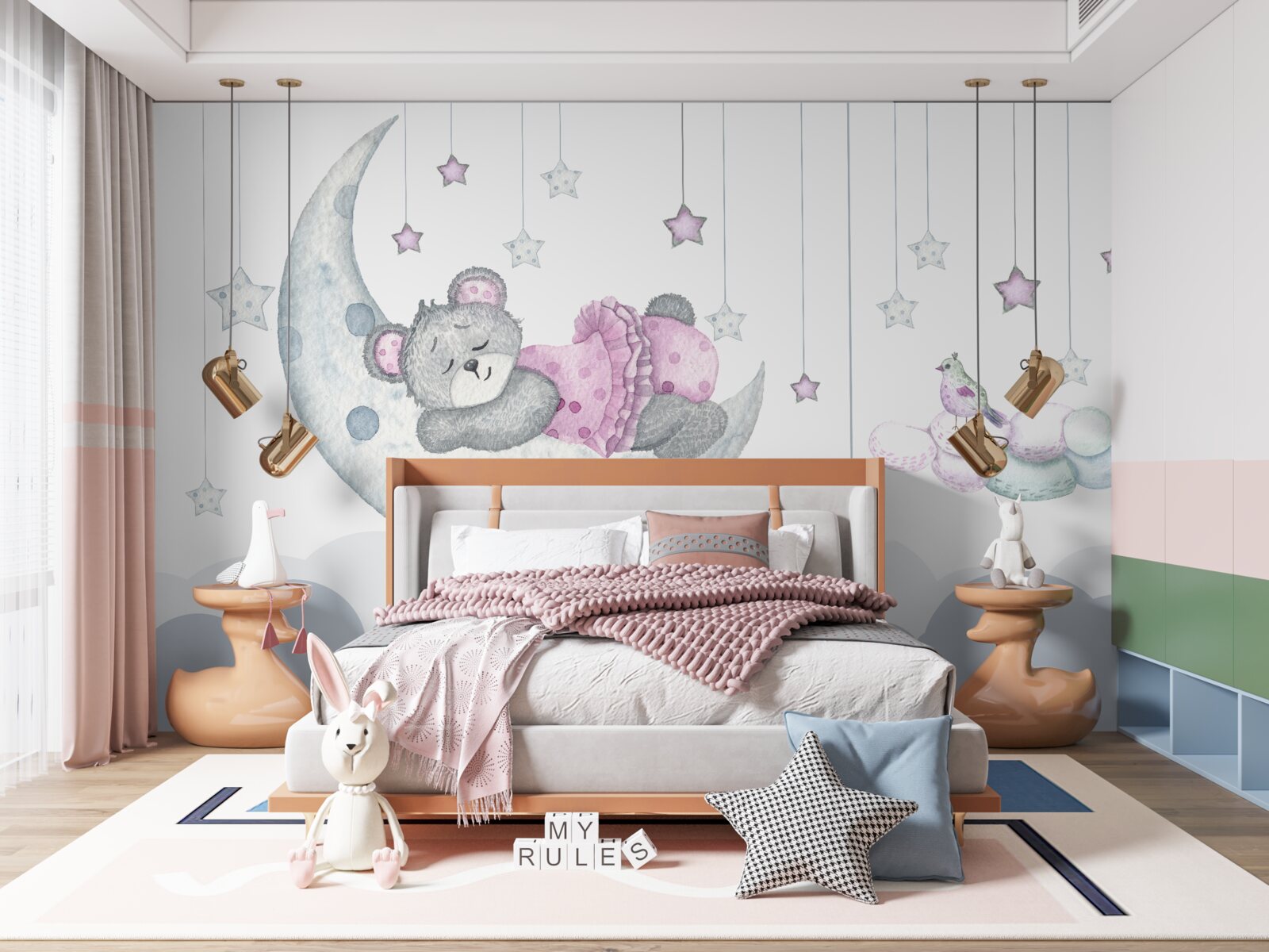 Fototapet urs adorabil pe satelitul pământului