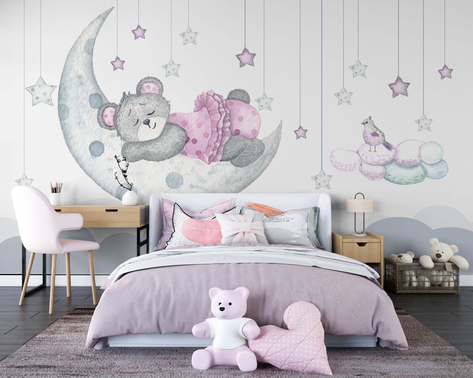 Fototapet urs adorabil pe satelitul pământului