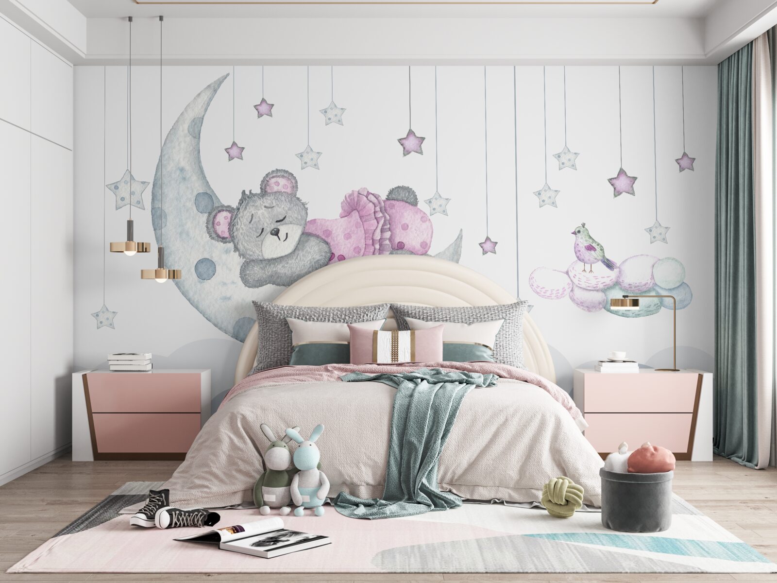 Fototapet urs adorabil pe satelitul pământului