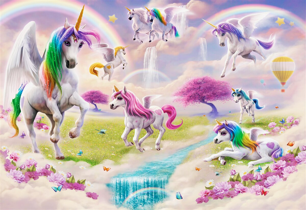 Fototapet unicorni magici într-o poiană de pădure