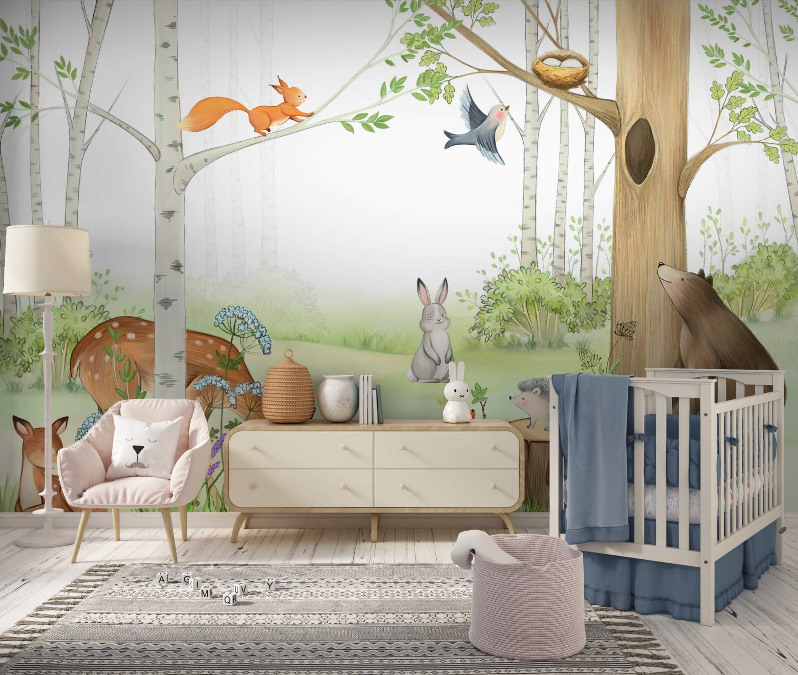 Fototapet animalele din pădure prind viață primăvara