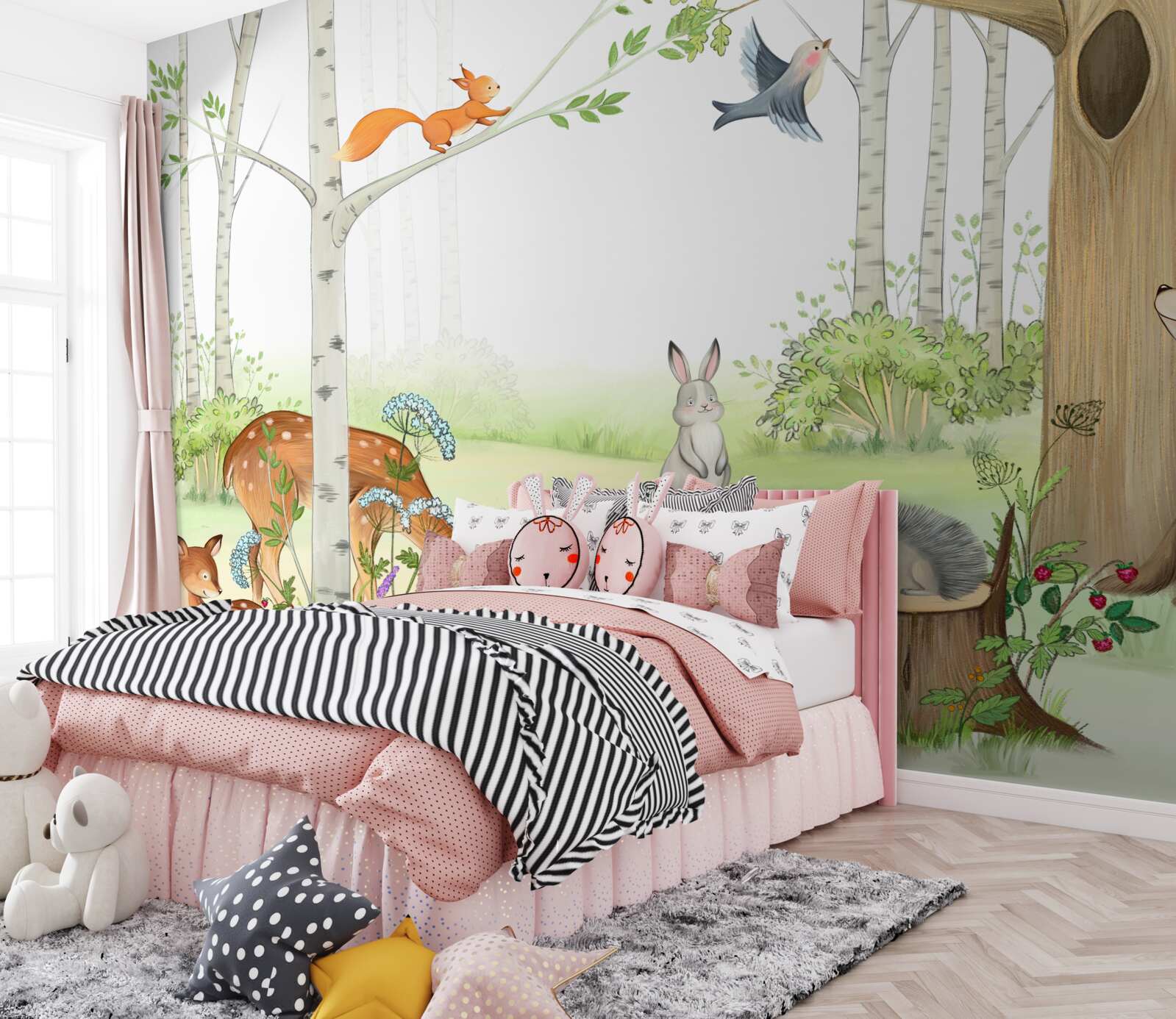 Fototapet animalele din pădure prind viață primăvara