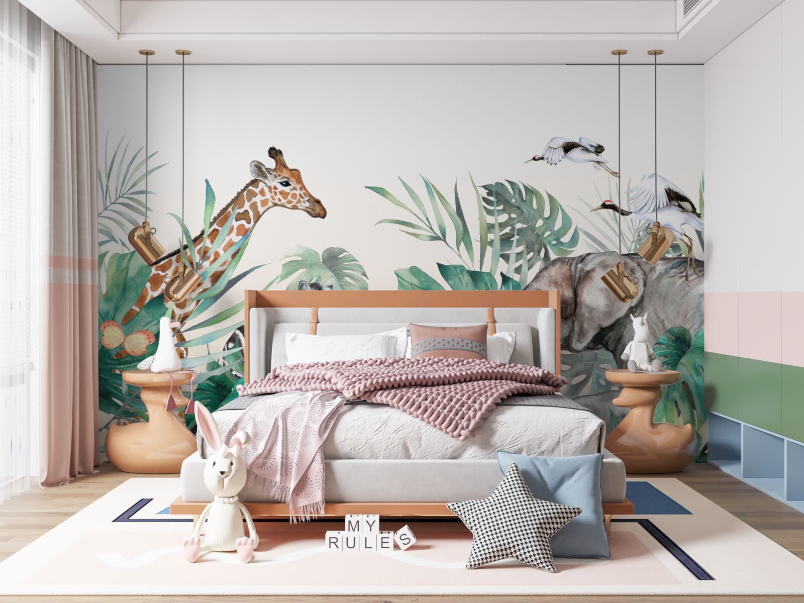 Fototapet animale din africa printre frunze