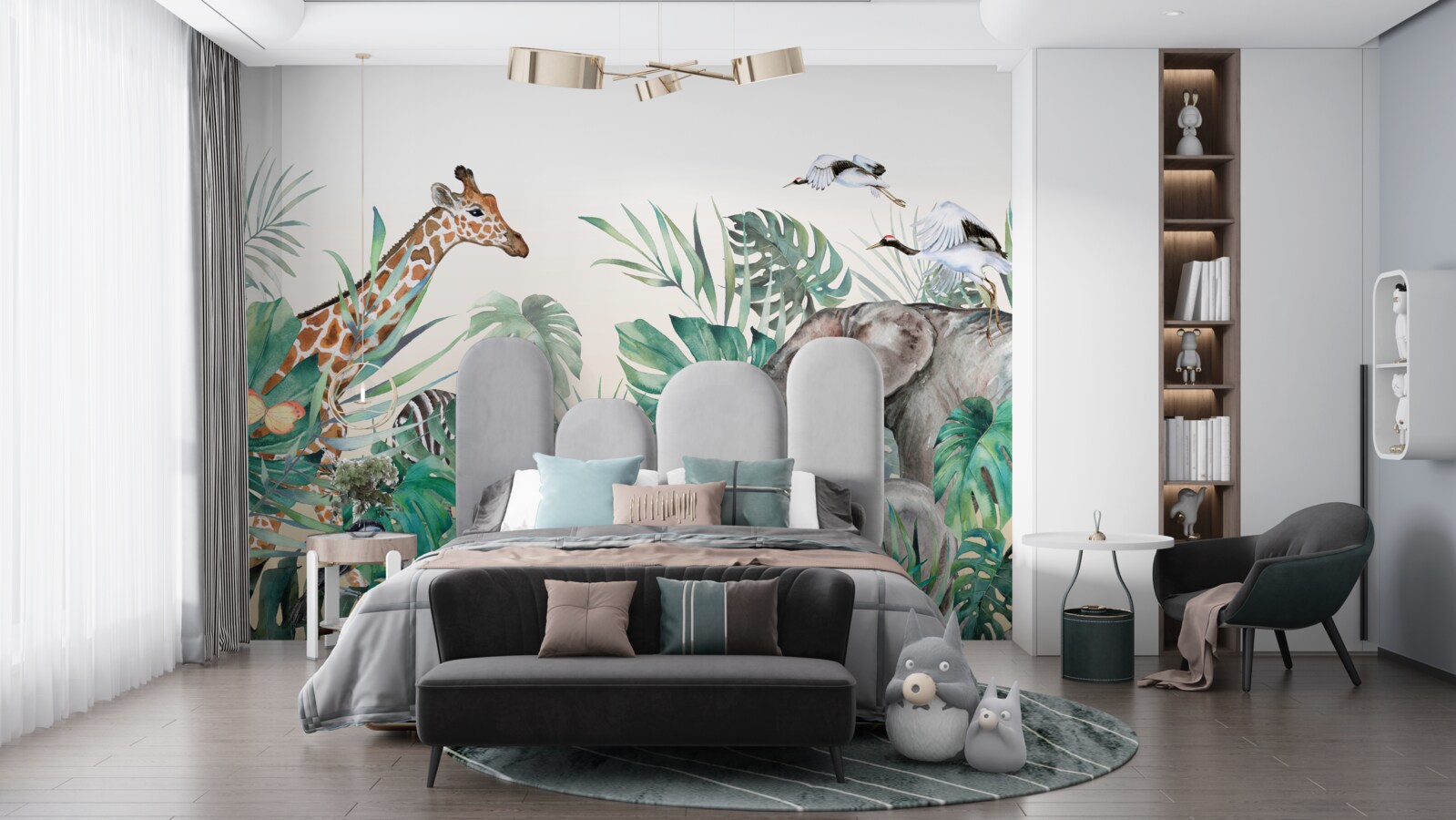 Fototapet animale din africa printre frunze