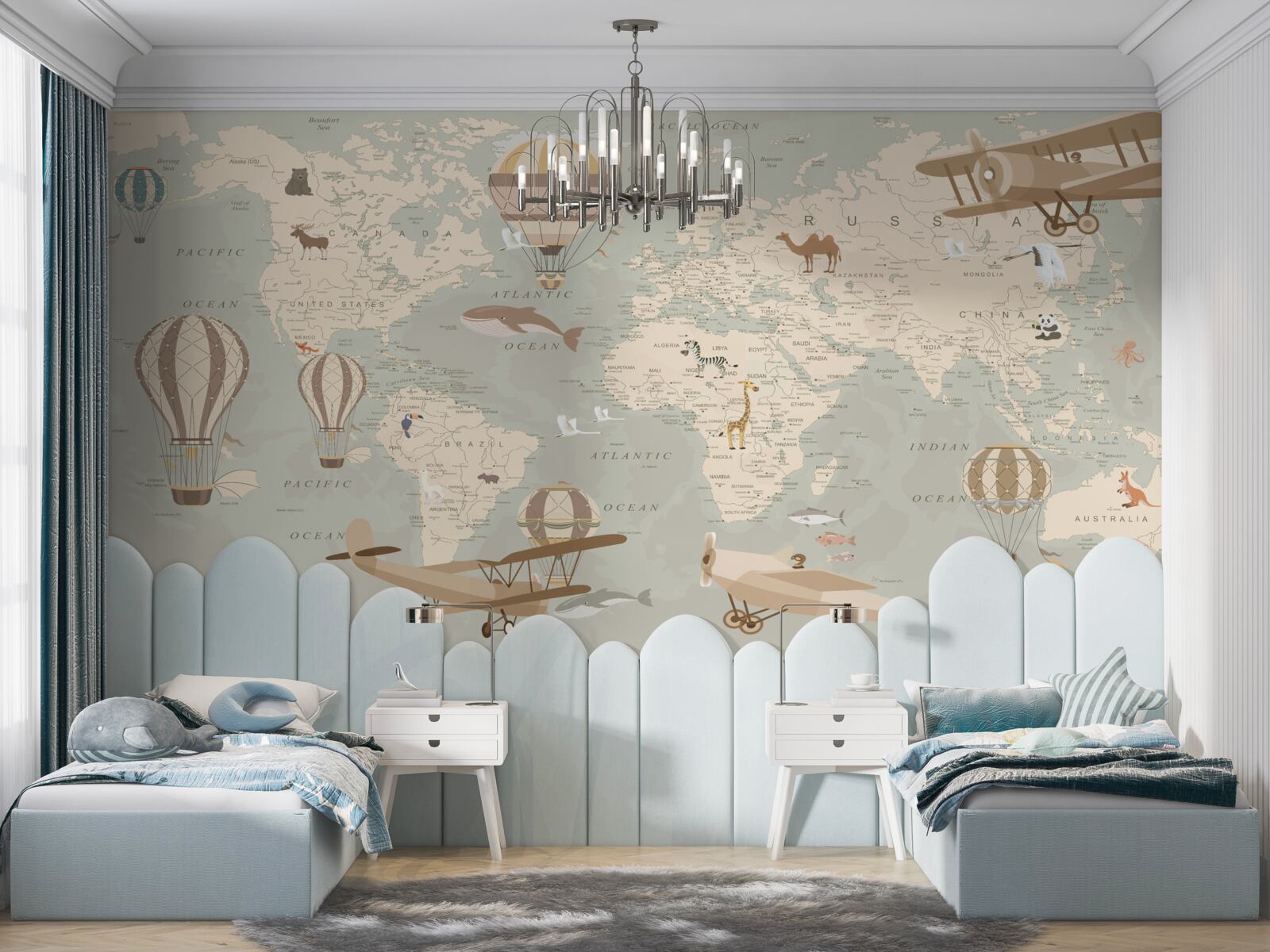 Fototapet harta lumii cu fotografii