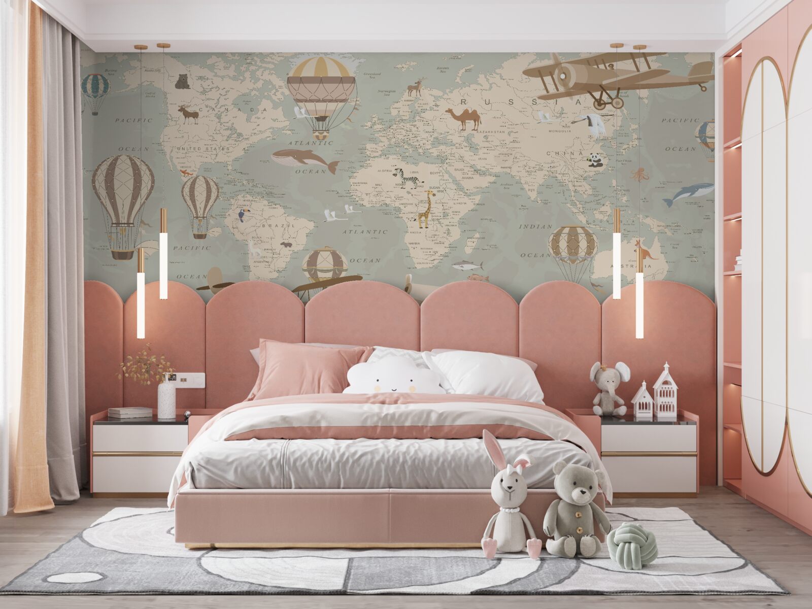 Fototapet harta lumii cu fotografii