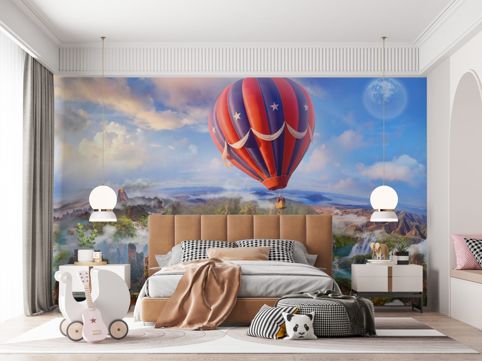 Fototapet minge plutind peste cascade magnifice