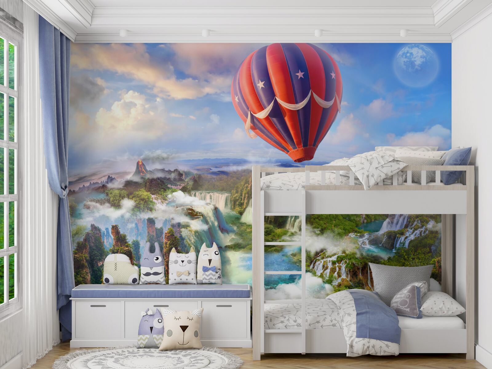 Fototapet minge plutind peste cascade magnifice