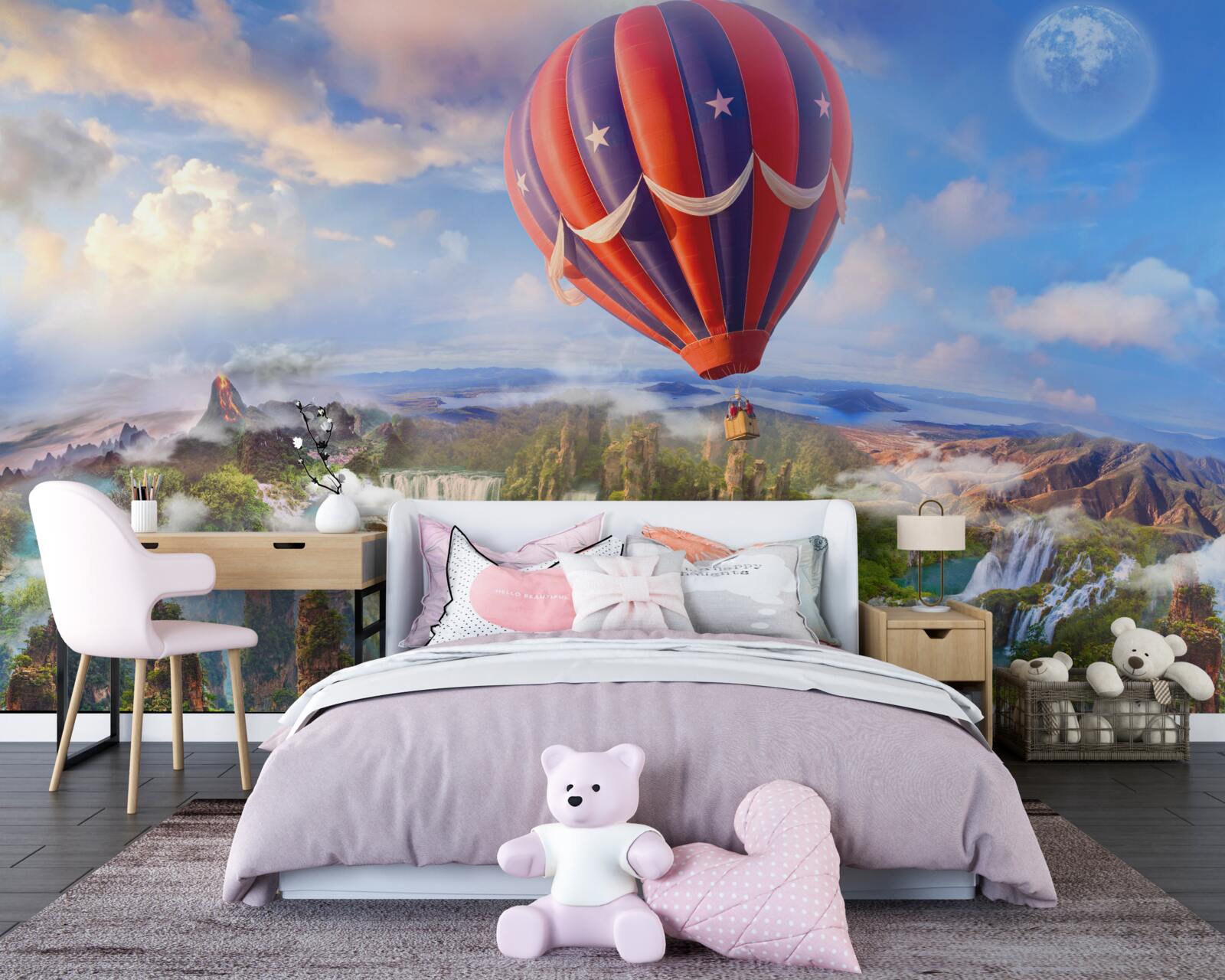 Fototapet minge plutind peste cascade magnifice