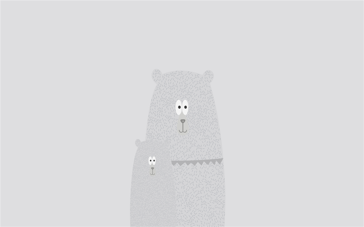 Fototapet urși gri pe un fundal gri simplu