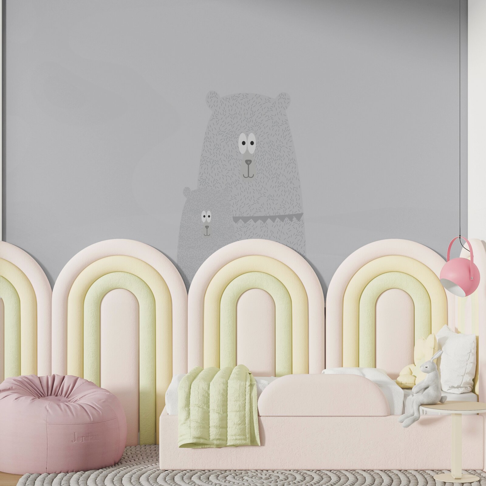 Fototapet urși gri pe un fundal gri simplu