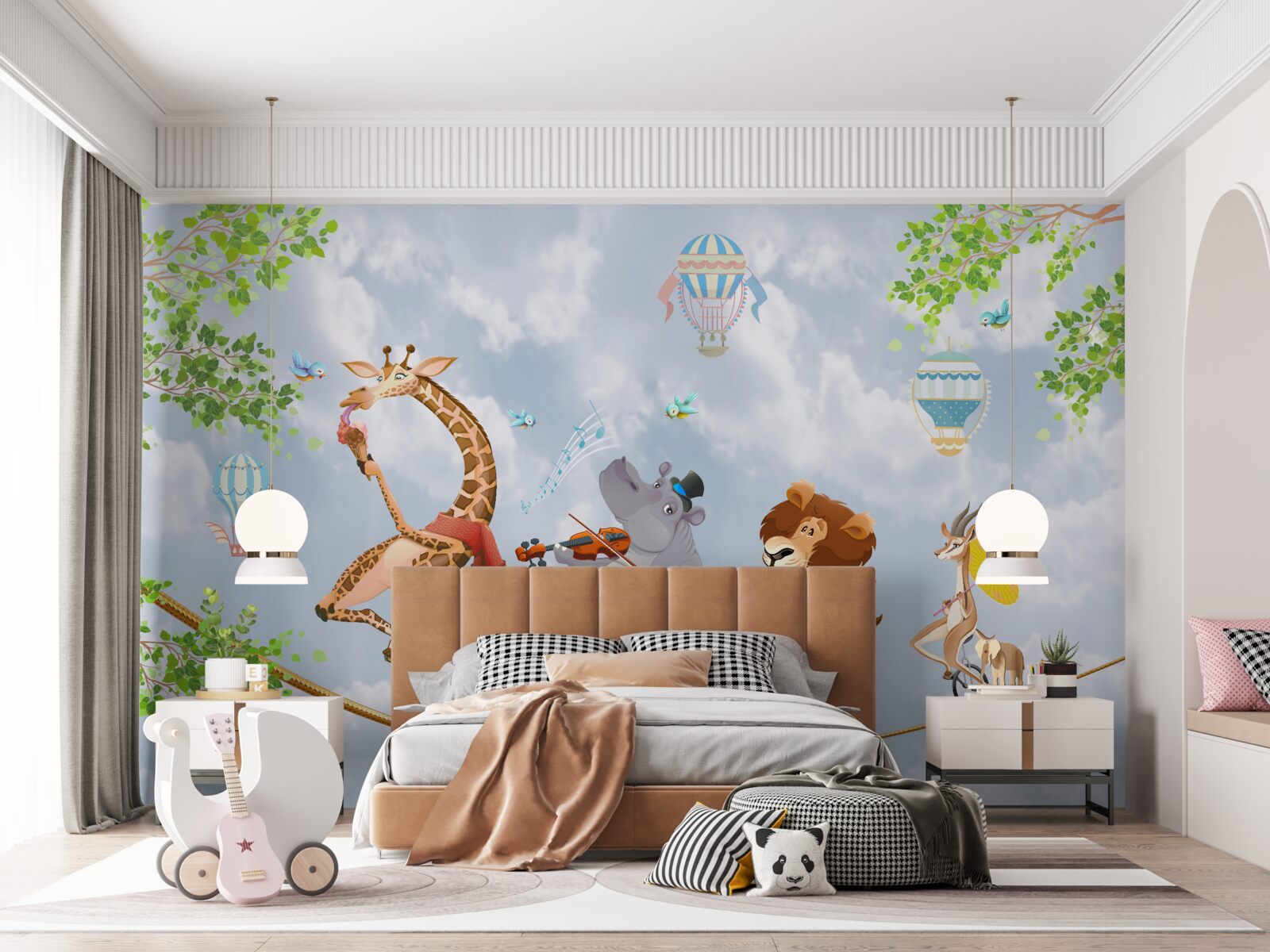 Fototapet animale fericite pe o frânghie