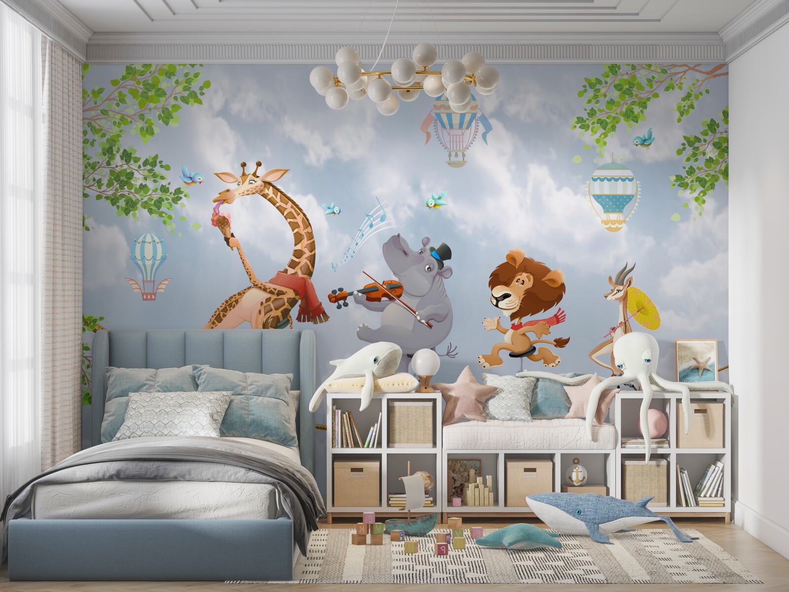 Fototapet animale fericite pe o frânghie