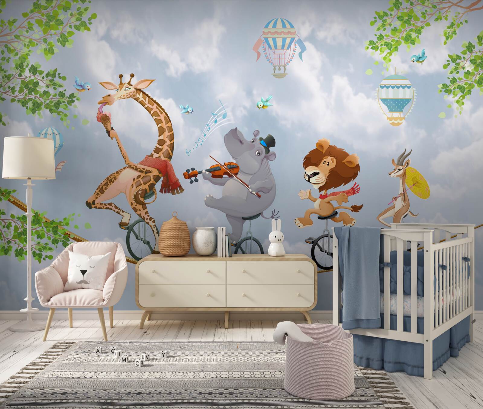 Fototapet animale fericite pe o frânghie