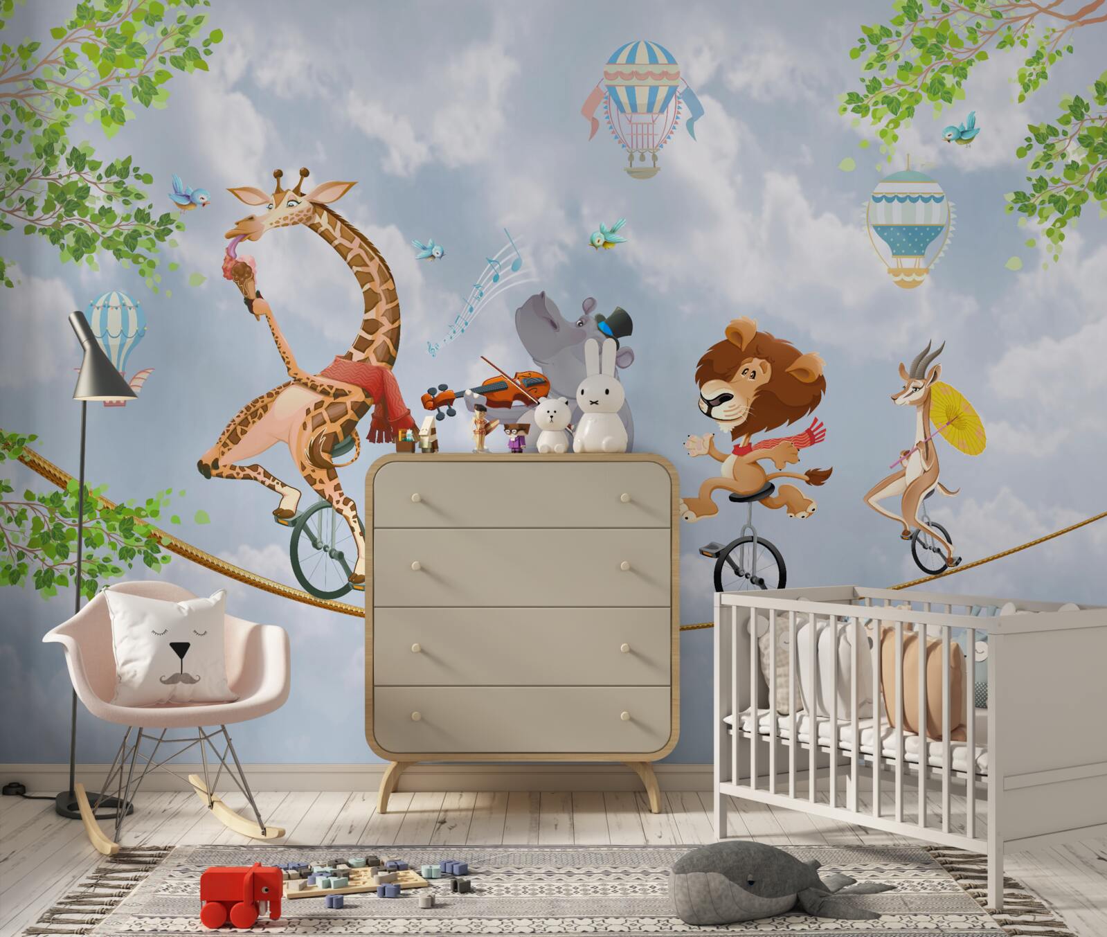 Fototapet animale fericite pe o frânghie