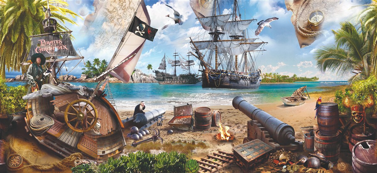 Fototapet insulă și nave pirat