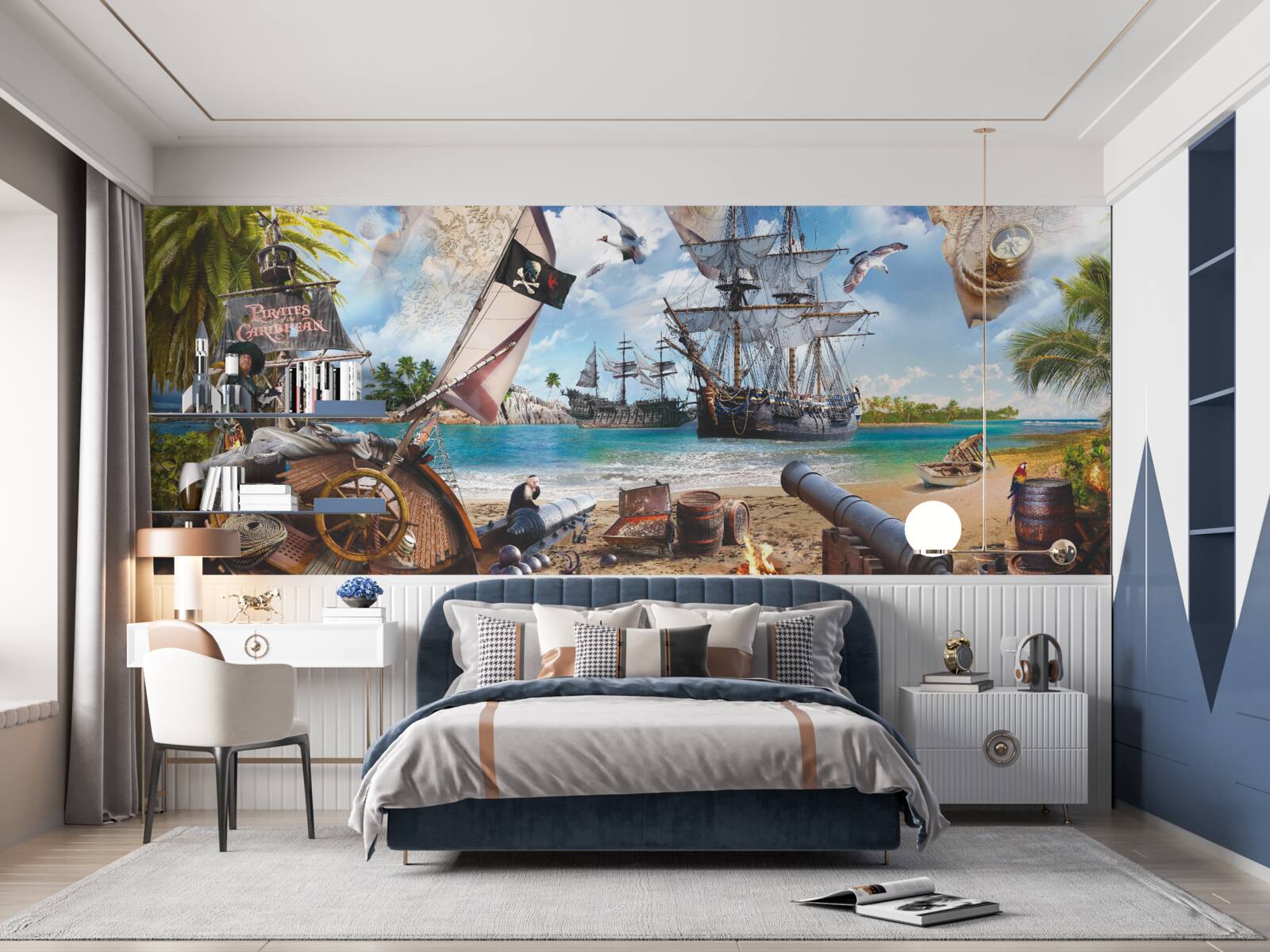 Fototapet insulă și nave pirat