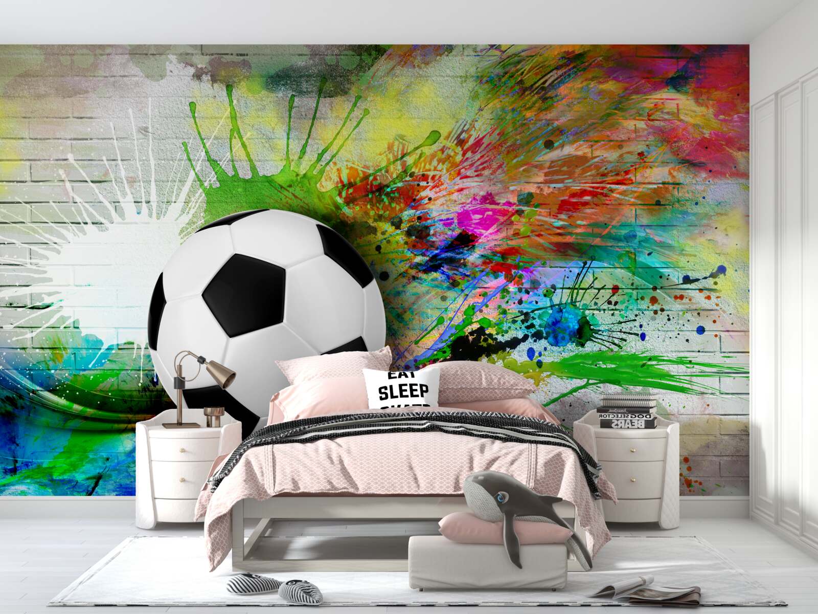 Fototapet fundal luminozitate evidențiază fotbal