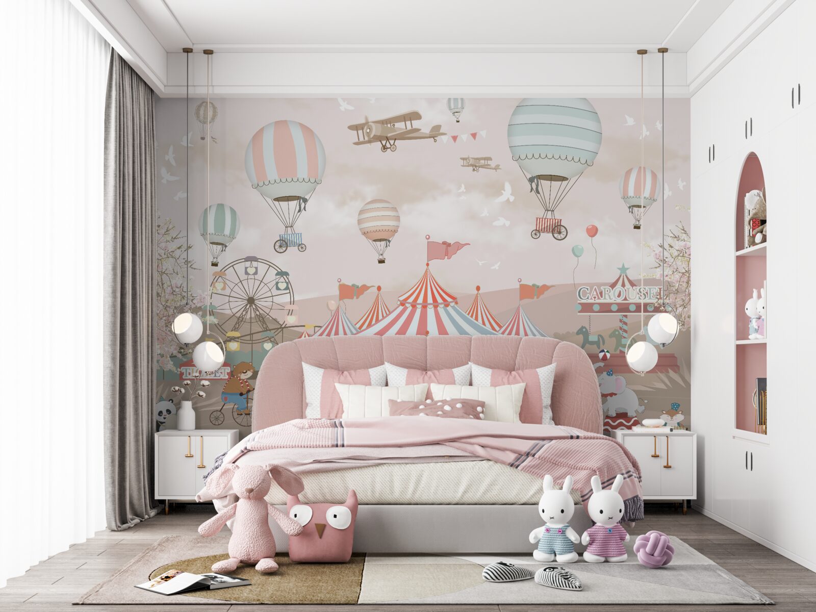 Fototapet circ și mingi plutind pe cer