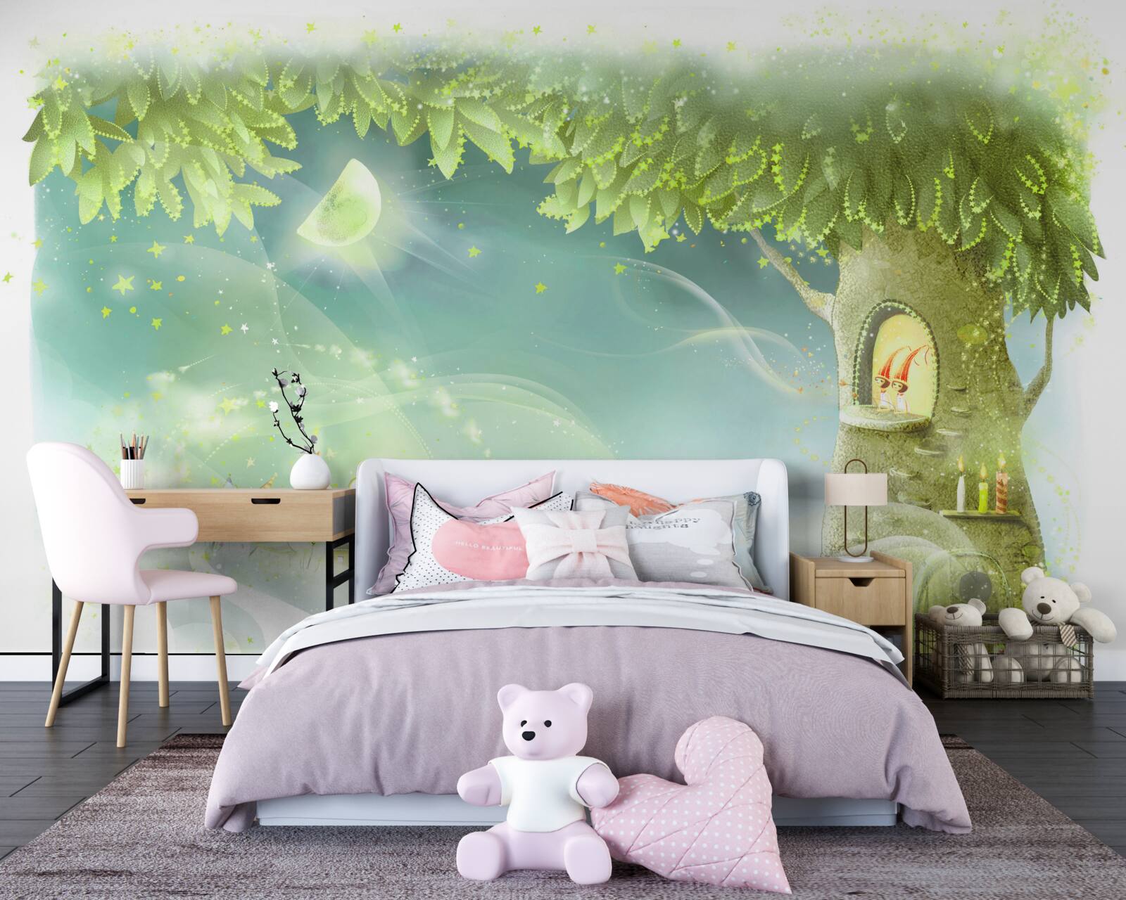 Fototapet o noapte magică într-o pădure de basm