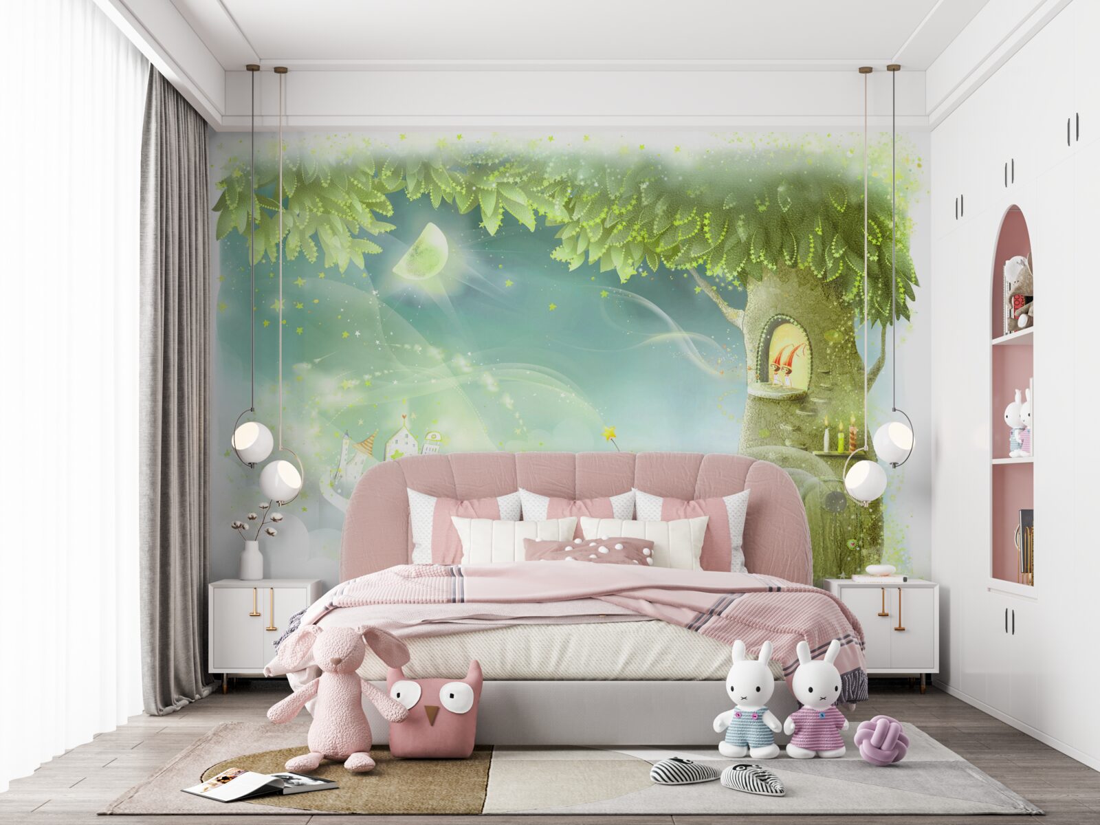 Fototapet o noapte magică într-o pădure de basm