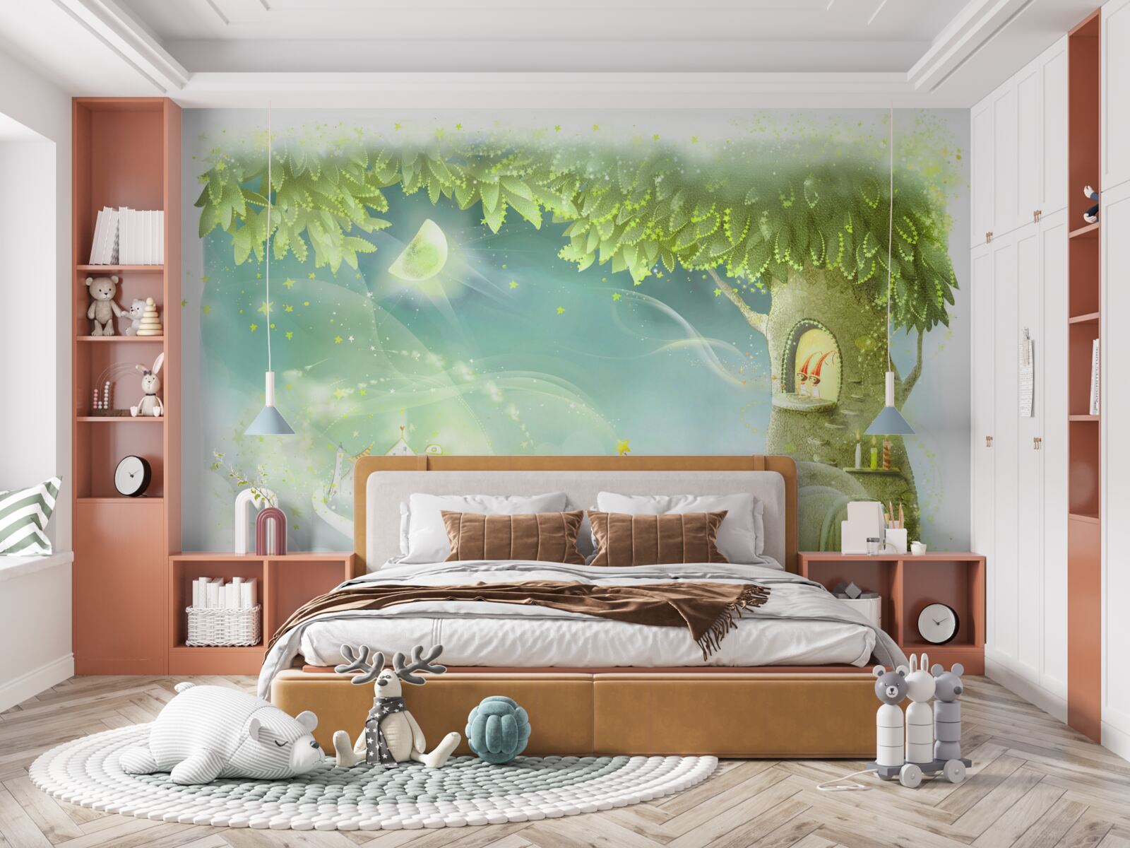 Fototapet o noapte magică într-o pădure de basm