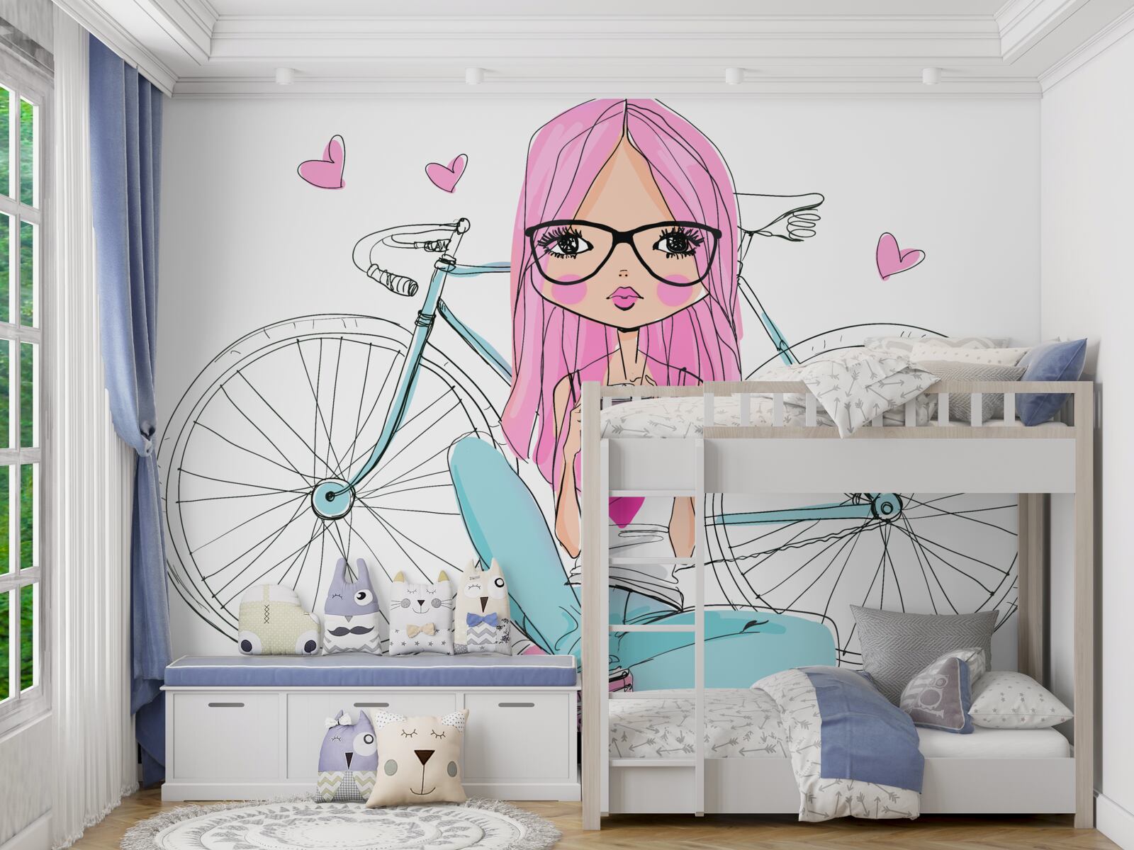 Fototapet fată la modă pe o bicicletă