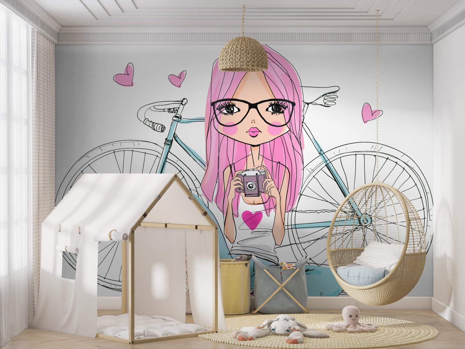 Fototapet fată la modă pe o bicicletă