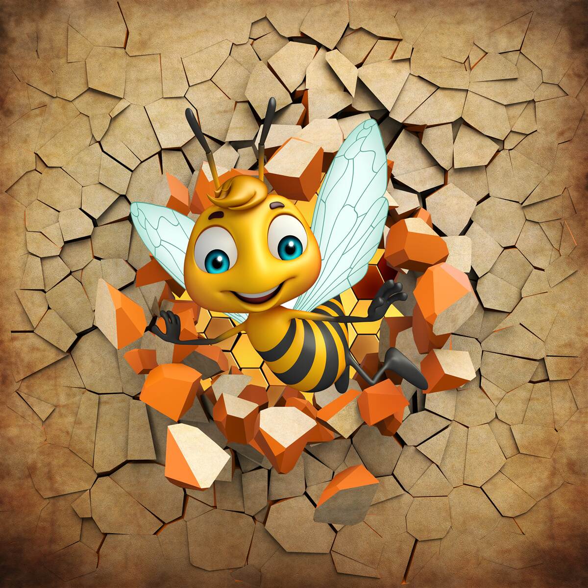 Fototapet albină drăguță cu un zâmbet