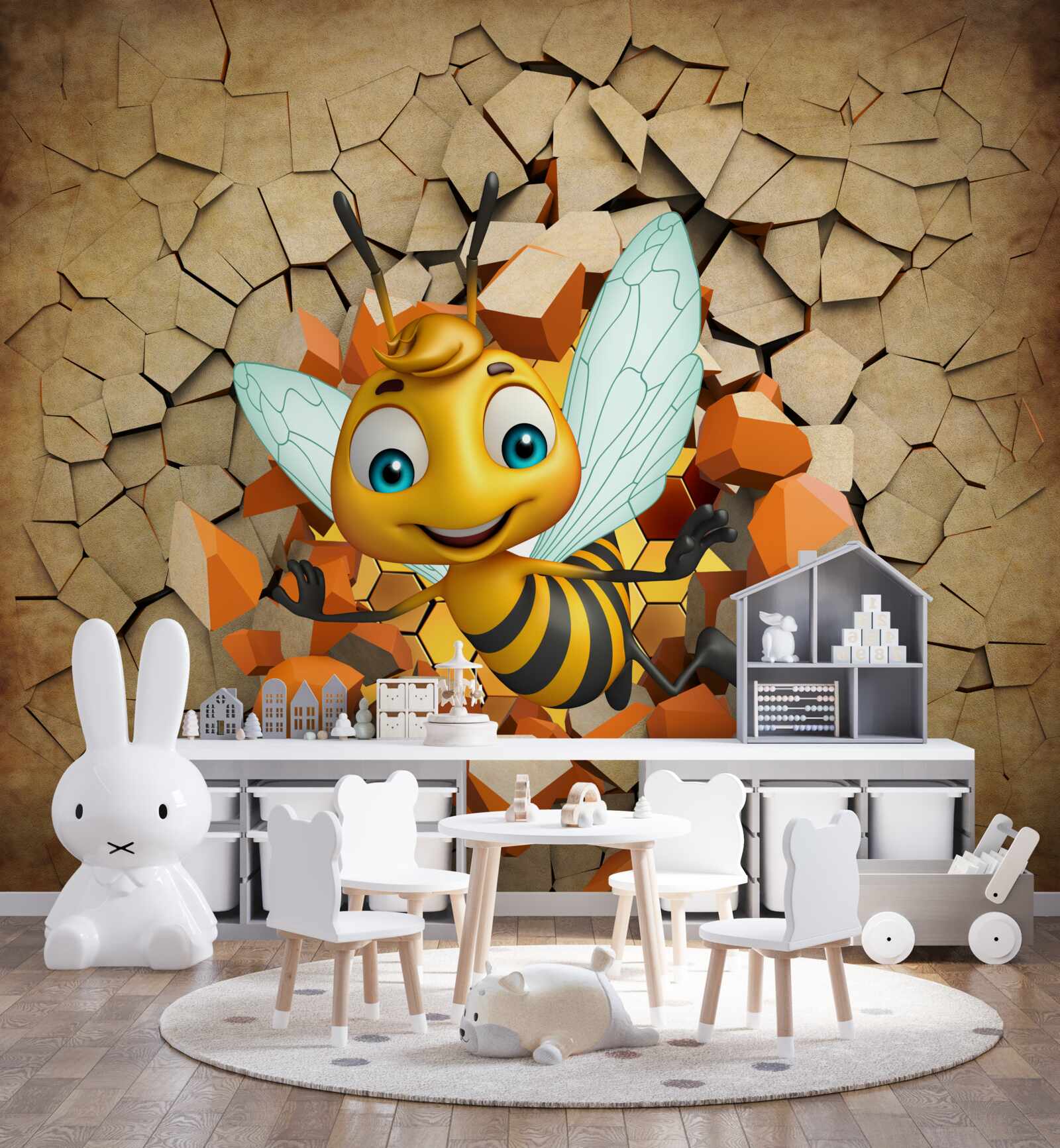 Fototapet albină drăguță cu un zâmbet